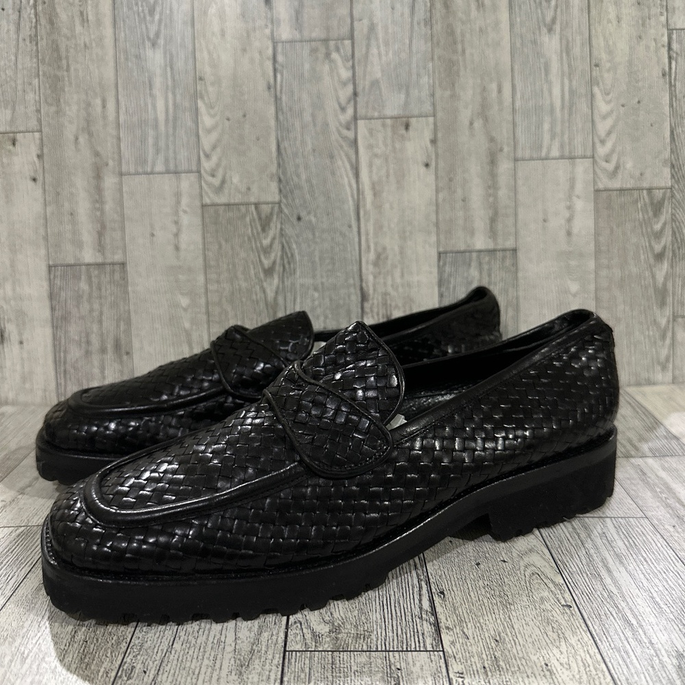 Mezlan women’s black braided loafers shoes size 8.5